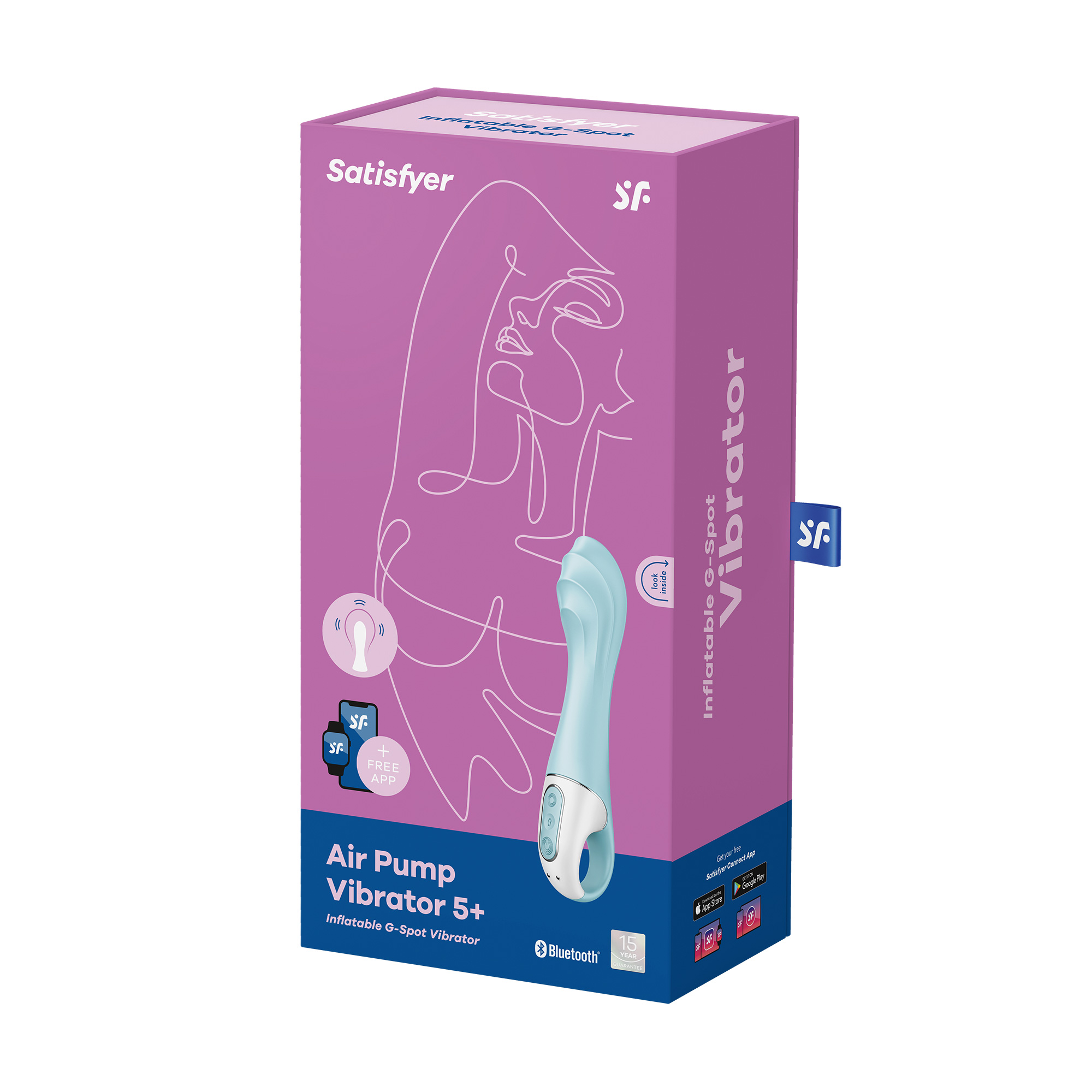 Вібратор для точки G Satisfyer Air Pump Vibrator 5+ Inflatable G-Spot Vibrator блакитний, 1 шт
